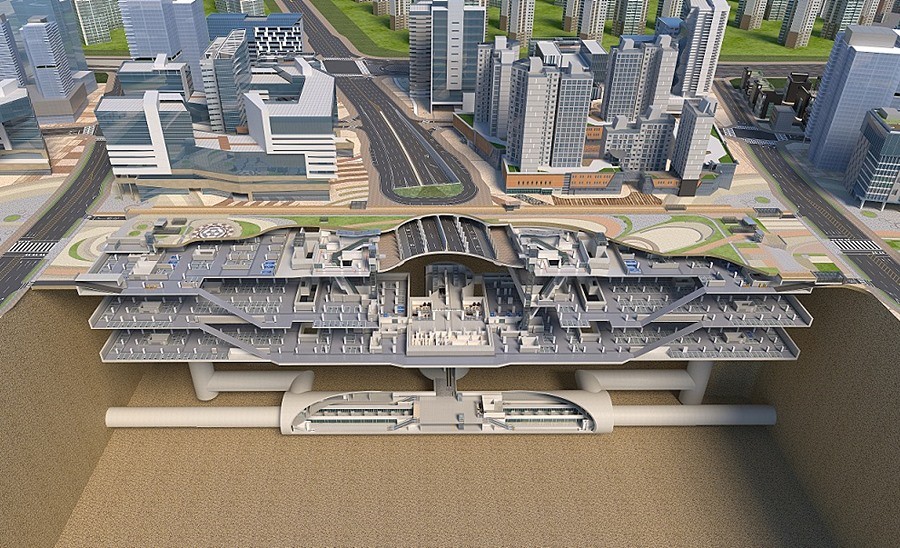 GTX운정역 환승센터+환승주차장_절개도(LH제공 '상기 이미지는 이해를 돕기 위한 조감도로 실제 시공과 차이가 있을 수 있습니다')