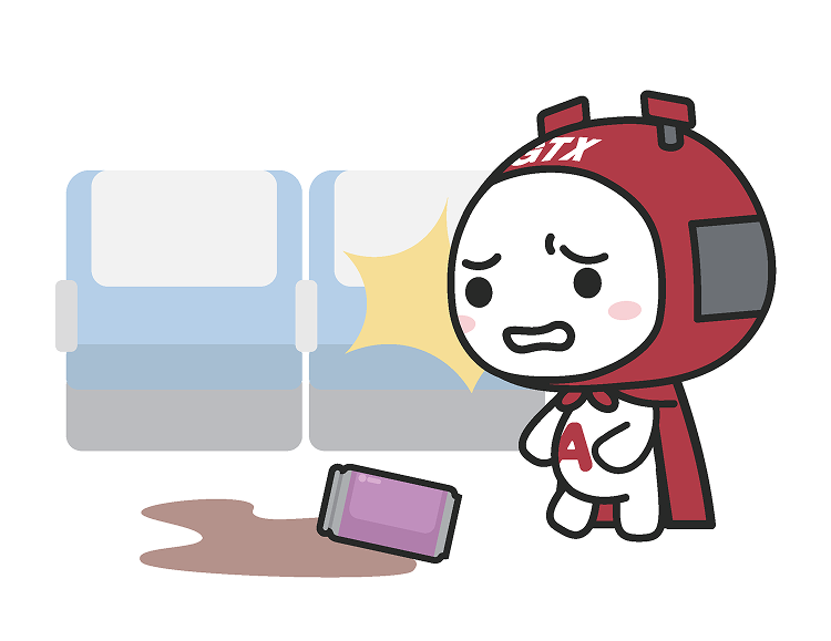 지티 캐릭터가 음료 쏟기 주의를 알리는 모습