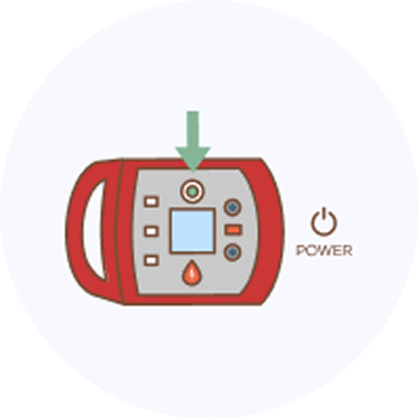 자동심장충격기 전원켜기
